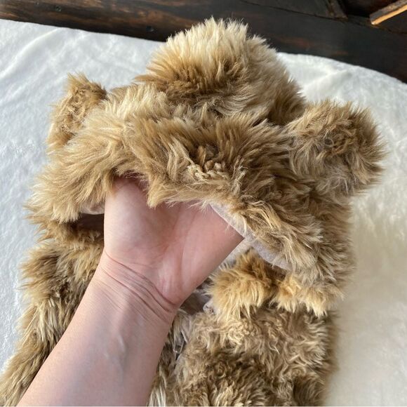 H&M Vest Faux Fur Vest Teddy bear Ears removable hood Beige Size 5/6 years - Picture 2 of 11